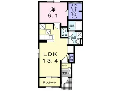 ファミール・桜(1LDK/1階)の間取り写真