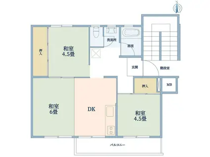 左近山団地3街区31号棟(3DK/5階)の間取り写真