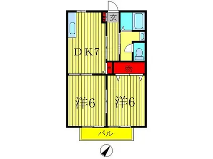 エスティーヌA(2DK/1階)の間取り写真