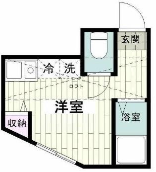 ビュー檜富士(ワンルーム/1階)の間取り写真