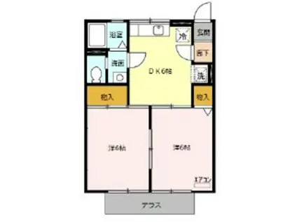 エスポワール海和(2DK/1階)の間取り写真
