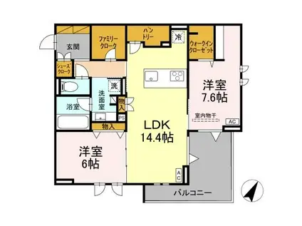 ベルグランデ(2LDK/2階)の間取り写真