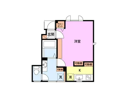 COMMON東明B棟(ワンルーム/1階)の間取り写真