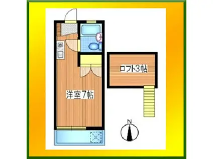 小谷戸フラワーハイムII(ワンルーム/2階)の間取り写真