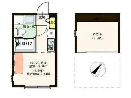 ハーモニーテラス東金町IV(ワンルーム/1階)の間取り写真