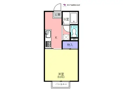 グランドールF(1K/2階)の間取り写真