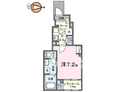 トライ パーク 伊月(1K/1階)の間取り写真
