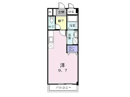 パークサイドパレス(ワンルーム/2階)の間取り写真