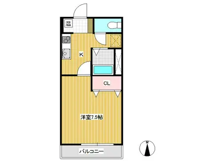 リーアルKMC(1K/3階)の間取り写真