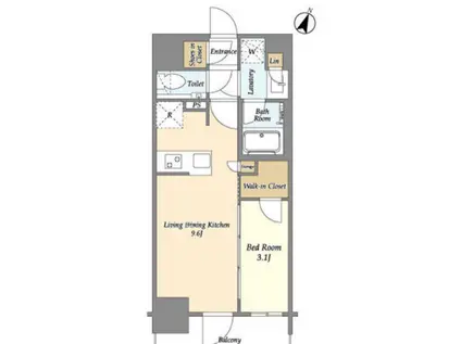 オーパスレジデンス千葉駅前(1LDK/6階)の間取り写真