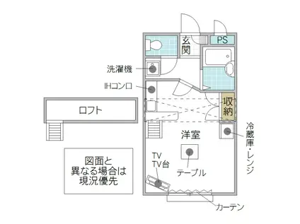 クレール堀 3号棟(ワンルーム/1階)の間取り写真