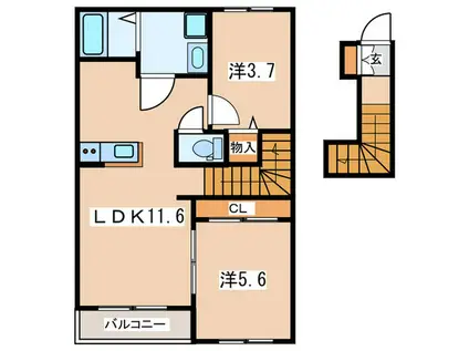 SAKURA HOUSE(2LDK/2階)の間取り写真