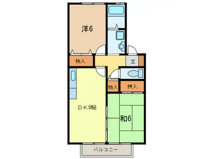 ハイツ北谷(2DK/1階)の間取り写真