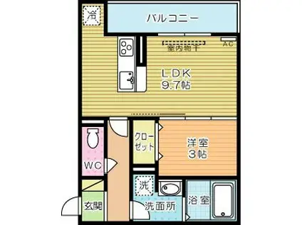 ザ・レジデンスBONJONO イーストザ・レジデンスボンジョーノ イ(1LDK/2階)の間取り写真