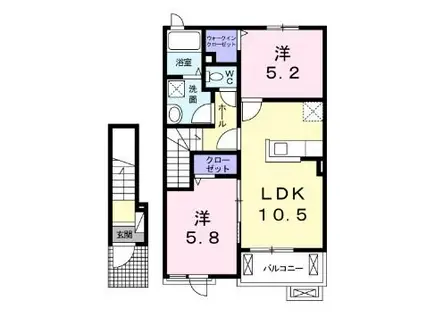 アンジェリークII(2LDK/2階)の間取り写真