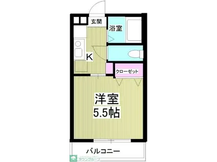 ATG岩槻(1K/2階)の間取り写真