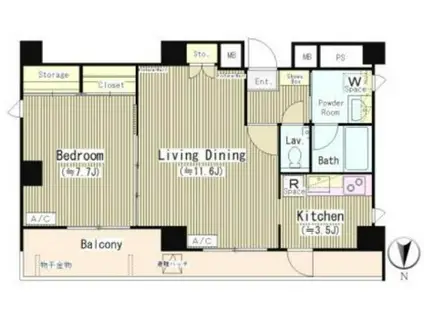 コート初台(1LDK/2階)の間取り写真