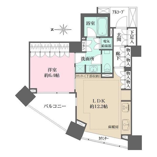 パークハウスオー・タワー(1LDK/13階)の間取り写真