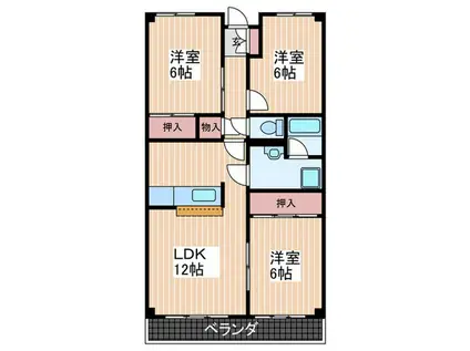 松川ハイツ(3LDK/4階)の間取り写真