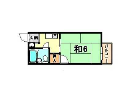 ラ・プリーレ(1K/2階)の間取り写真