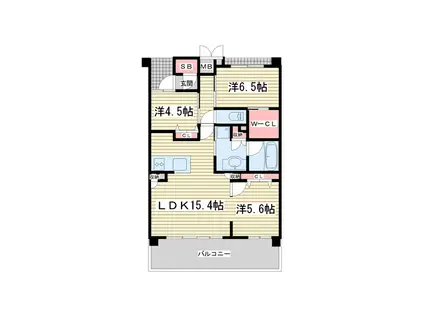 エステムコート京都紫野(3LDK/4階)の間取り写真