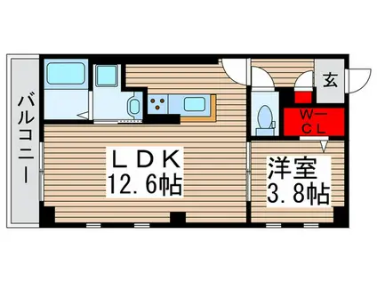 アベールマンション扇(1LDK/3階)の間取り写真
