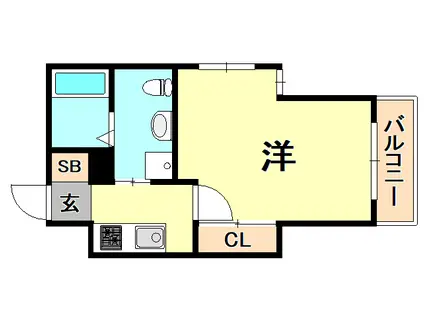 アクエリアス神戸(1K/2階)の間取り写真