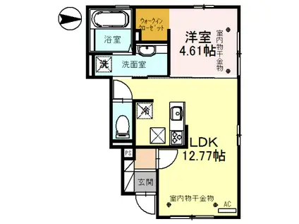 YONSA(1LDK/1階)の間取り写真