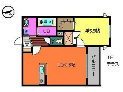 PREMIAGE(1LDK/1階)の間取り写真