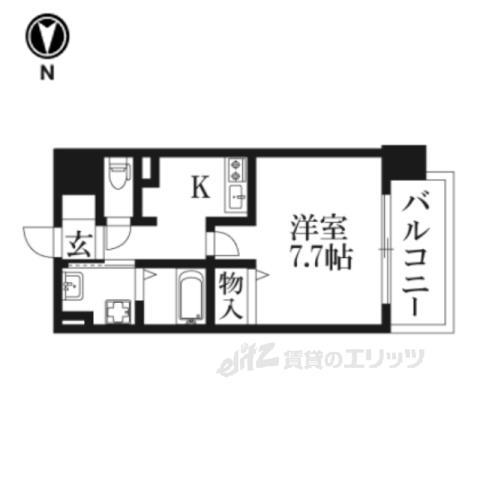 カスタリア京都西大路(1K/8階)の間取り写真