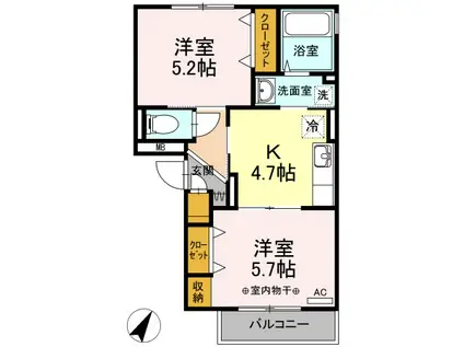 アンバサル(2K/1階)の間取り写真