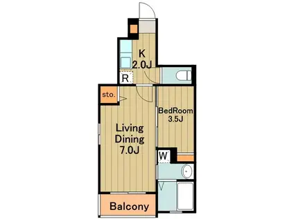 プロムナードエム(1SK/1階)の間取り写真