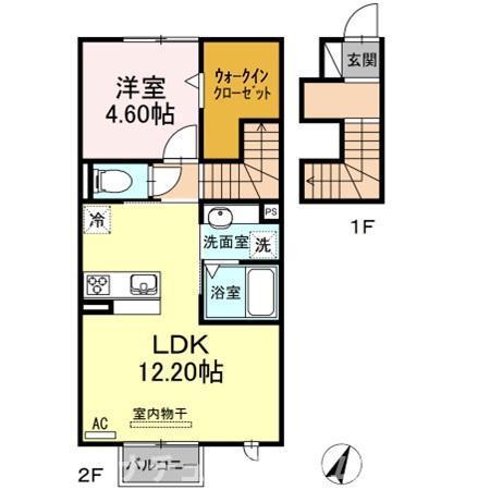 豊橋鉄道渥美線 高師駅 徒歩26分 2階建 築9年(1LDK/2階)の間取り写真