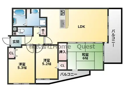 イースタンビル(3LDK/4階)の間取り写真