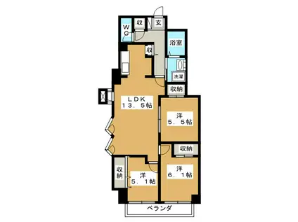 ブリランテサクラ(3LDK/4階)の間取り写真