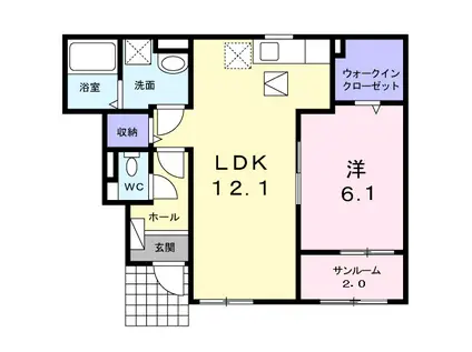 グランツコート大門西(1LDK/1階)の間取り写真