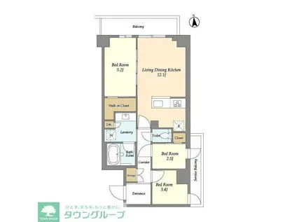 コンフォリア竹ノ塚イースト(3LDK/3階)の間取り写真