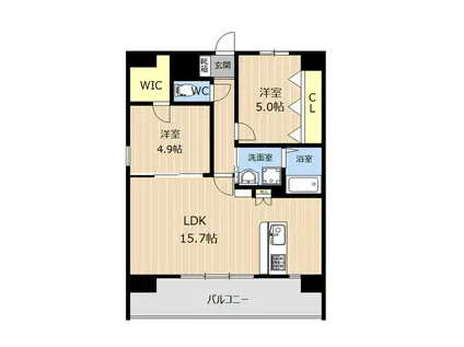 LIBTH博多駅南CENTRAL(2LDK/3階)の間取り写真