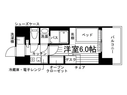 UNILIFE岡山富田町学生会館(1K/10階)の間取り写真