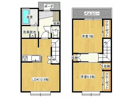 絵夢III(2LDK/1階)の間取り写真