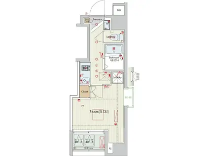セリュークス横濱阪東橋(1K/7階)の間取り写真