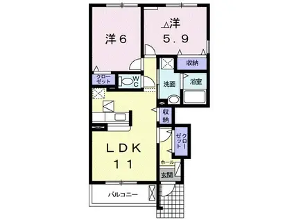 グラン・ポシビリテ III(2LDK/1階)の間取り写真