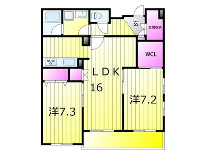楓雅24(2LDK/3階)の間取り写真