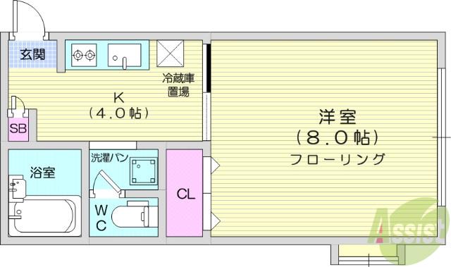 コーポエムケイ(1K/2階)の間取り写真