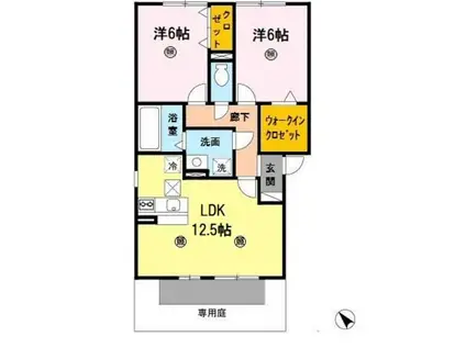 メゾン・モンテリベール II A棟(2LDK/1階)の間取り写真