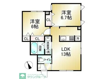 ユーフォリア武蔵野(2LDK/1階)の間取り写真