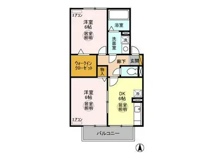 ノーブルタウン弐番館(2DK/2階)の間取り写真