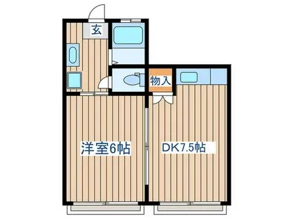 ロッキーホーム(1DK/2階)の間取り写真