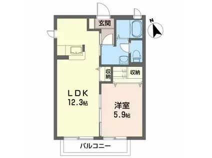 サンマリノ(1LDK/1階)の間取り写真