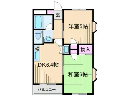 サンクレスト(2DK/2階)の間取り写真